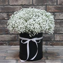 Цветочная композиция из Гипсофила в шляпной коробке в Лоо